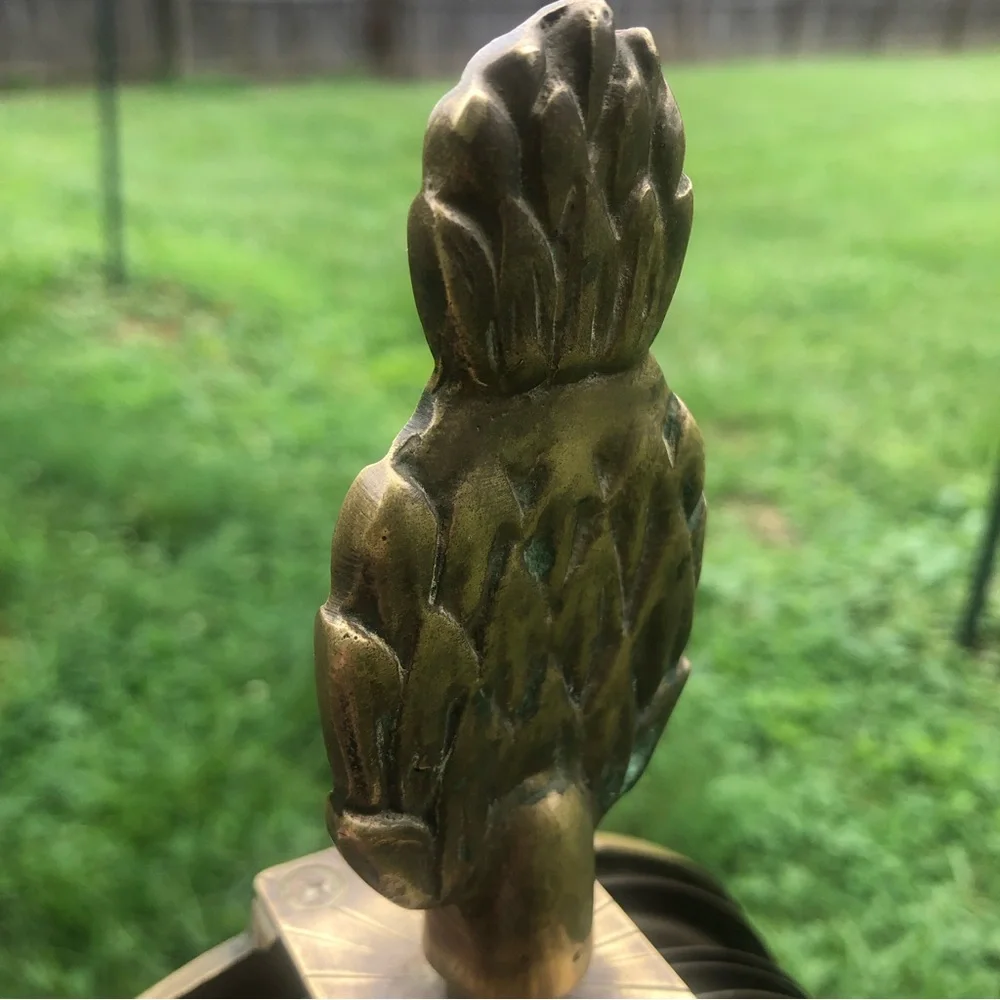 Vintage MCM Brass Fireplace Screen Pineapple - Picture 9 of 16